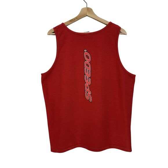 VTG 1998 90s Speedo Red Muscle Sleeveless Tank Top T-Shirt Sz Large - Picture 1 of 6
